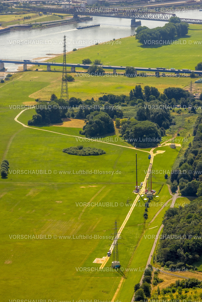 Duisburg230707321 | Luftbild, Rheinwiesen Rheinhausen an der Brücke der Solidarität, Bergheim, Duisburg, Ruhrgebiet, Nordrhein-Westfalen, Deutschland