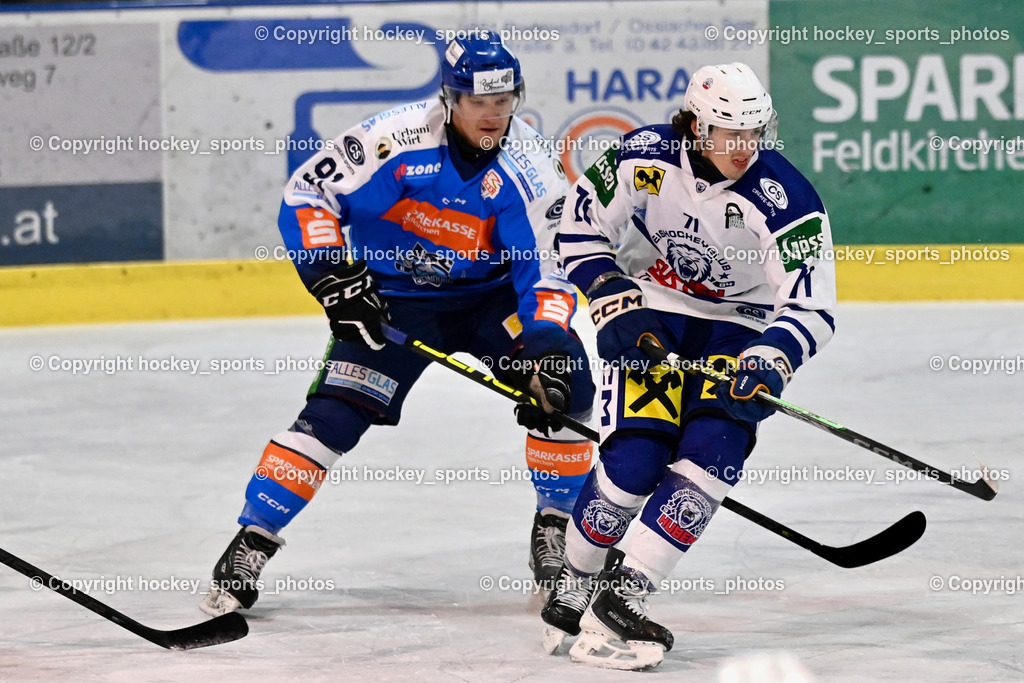 ESC Sparkasse STEINDORF vs. UECR Huben | #91 Kravanja Kristian ESC Steindorf, #71 Sinegubovs Antons UECR EISBÄREN HUBEN, ESC Sparkasse STEINDORF vs. UECR Huben, ESC Sparkasse STEINDORF vs. UECR Huben am 30.01.2026 in Steindorf (Ossiachersee Halle), Austria, (Photo by Bernd Stefan)