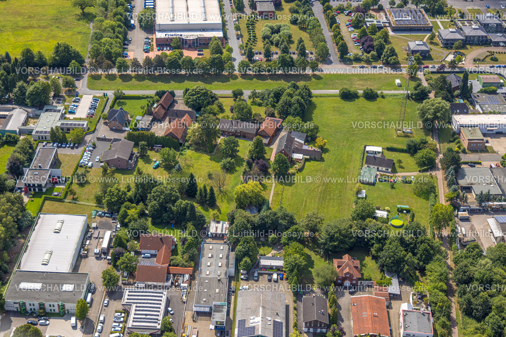 Hamm250701665Rhynern | Luftbild, Gewerbegebiet Rhynern und Wiesenfläche Bördenweg, Stadtbezirk Rhynern, Hamm, Ruhrgebiet, Nordrhein-Westfalen, Deutschland