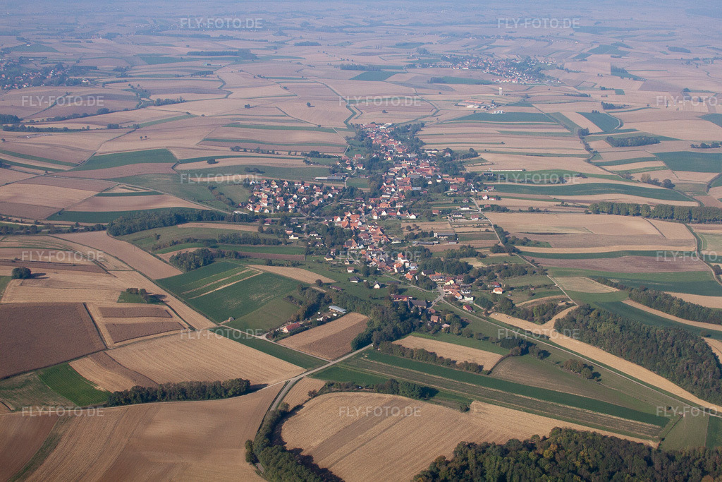Luftbild: Ortsansicht in Neewiller-près-Lauterbourg im Bundesland Bas-Rhin in Frankreich. Foto: IMG_45903.jpg vom 16.10.2011 durch Werner Riehm/FLY-FOTO.de
