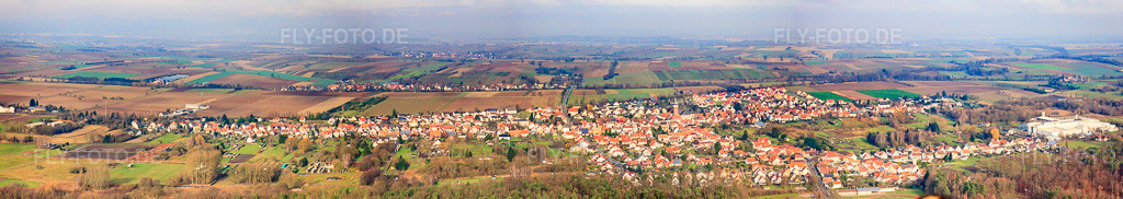 Luftbild: Panorama der Dorfansicht im Ortsteil Schaidt in Wörth im Bundesland Rheinland-Pfalz in Deutschland. Foto: IMG_35613-Pano.jpg vom 20.11.2010 durch Werner Riehm/FLY-FOTO.deAuflösung des Originals: 13447 x 2389 px