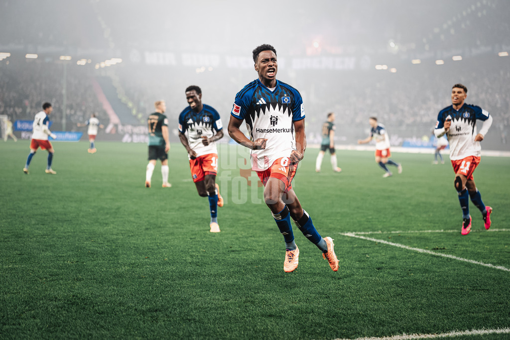 Fußball | Männer | Saison 2025/2026 | 1. Fußball-Bundesliga | 13. Spieltag | Hamburger SV vs. SV Werder Bremen | 07.12.2025 | Torjubel Albert Sambi Sambi Lokonga (#6, HSV)