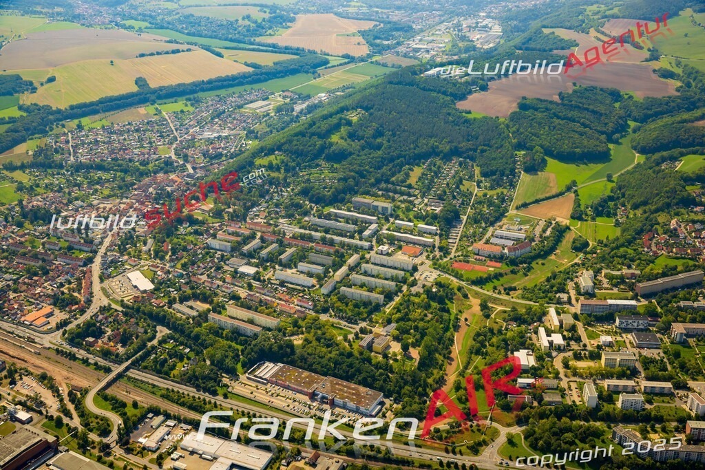 Luftaufnahme Schwarza Rudolstadt - Die Luftaufnahme wurde 2025 vom UL-Flugzeug heraus erstellt ( ohne Drohne ) - Hochauflösende Luftaufnahme - für professionelle Ausdrucke geeignet. Die Geschenkidee !Mit Lizenz und Bildrechte bestellbar