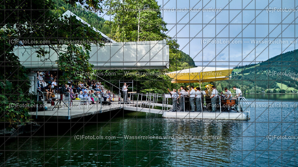 172035_Luftbild_XXXX-Chopin-Festival_Ausklang_Seebuehne Lunz | (C)FotoLois.com, Alois Spandl. XXXX. Chopin-Festival in der Kartause Gaming, musikalischer AUSKLANG auf der Seebühne Lunz mit dem Blasorchester der Miltärmusik Niederösterreich unter der Leitung von Oberst Adolf Obendrauf, So 18. August 2024.