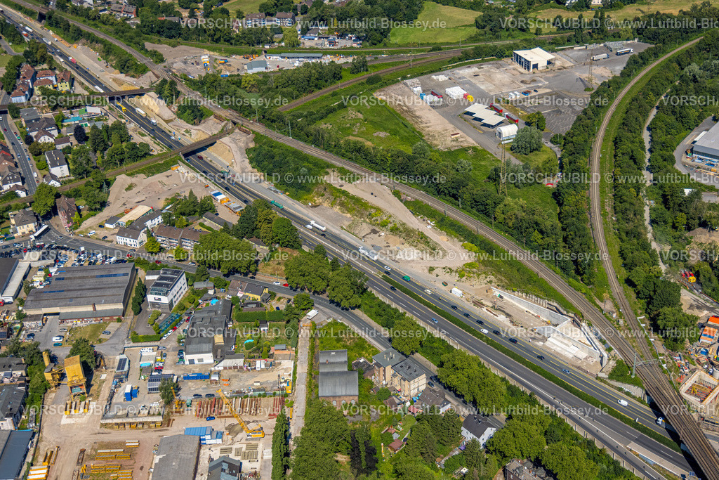 Herne230702388 | Luftbild, Großbaustelle Autobahnkreuz Herne, Autobahn A43 und Autobahn A42, Baukau-West, Herne, Ruhrgebiet, Nordrhein-Westfalen, Deutschland