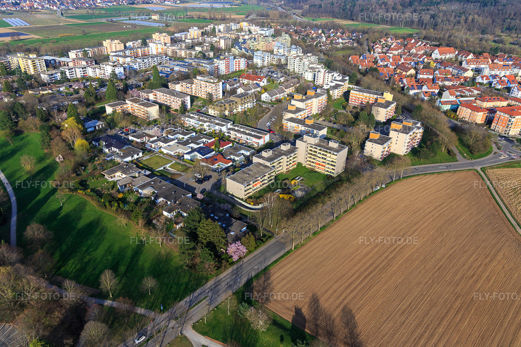 Luftbild: Ortsansicht von Südwesten in Denzlingen im Bundesland Baden-Württemberg in Deutschland. Foto: IMG_113090.jpg vom 22.03.2019 durch Werner Riehm/FLY-FOTO.de