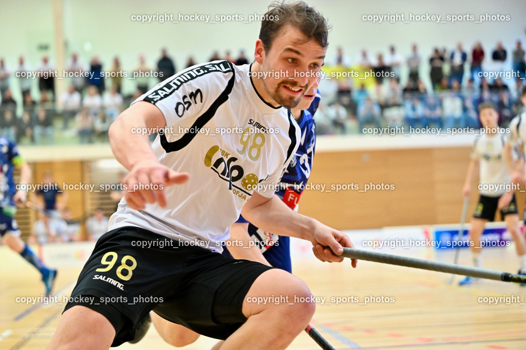 FBK Loka vs. VSV Unihockey | #98 Gasper Triler FBK Loka, FBK Loka vs. VSV Unihockey, FBK Loka vs. VSV Unihockey am 23.03.2025 in Villach (Ballspielhalle St. Martin), Austria, (Photo by Bernd Stefan)