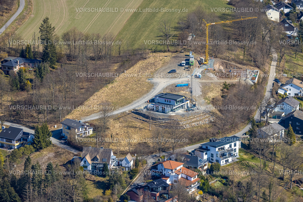 Meschede220302485 | Luftbild, Baustelle mit Neubau Unterm Hasenfeld in Meschede-Stadt, Meschede, Sauerland, Nordrhein-Westfalen, Deutschland