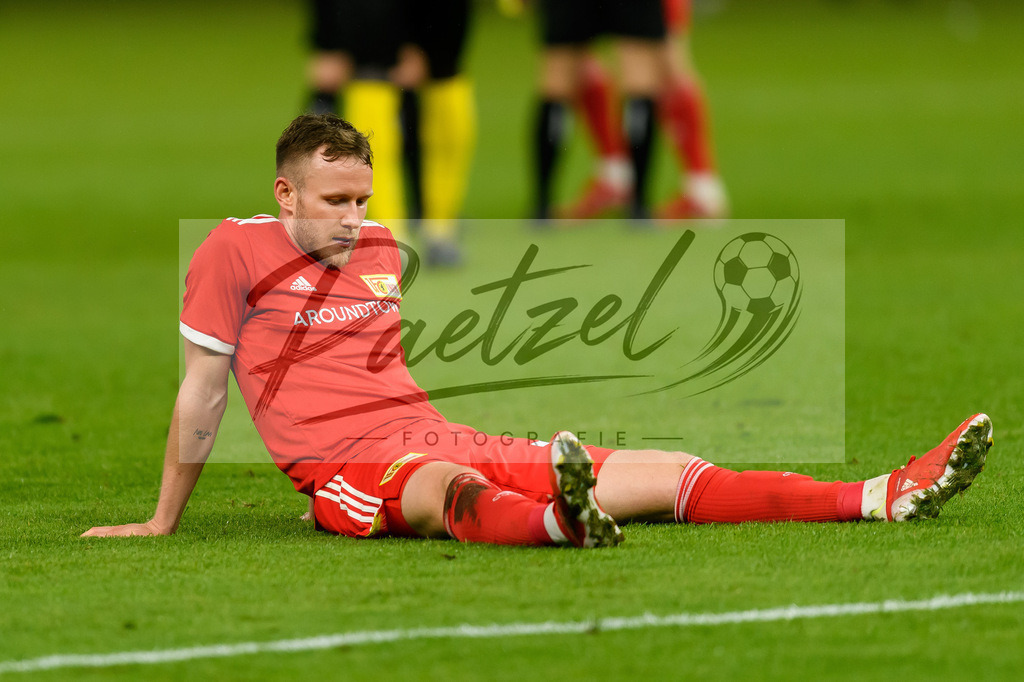 FCUKUO20210826_046 | Fussball, Herren: Cedric Teuchert (1.FC Union Berlin) enttaeuscht beim Spiel der UEFA Conference League zwischen 1. FC Union Berlin und Kuopion PS im Olympiastadion am 26.08.2021 in Berlin, Deutschland. - Realisiert mit Pictrs.com