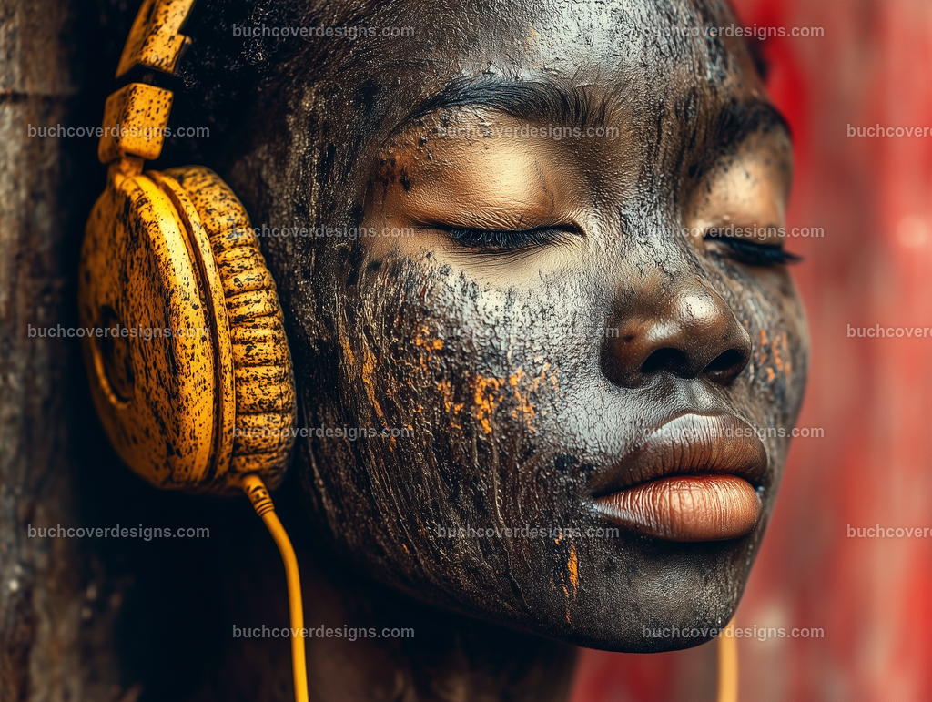 Gesicht einer Frau mit Kopfhörer (8) | black face ,with a yellow headphone, - studio light - vivid colors - high detail - realistic - photo - sureal --chaos 5 --ar 4:3 --stylize 50 --weird 100 --v 6.1 Job ID: 9518d045-572a-4c2a-9326-242b6acdf709