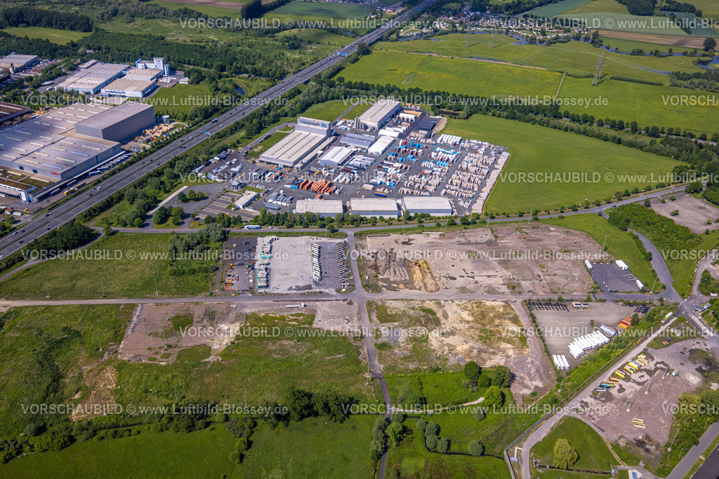 Hamm220504520 | Luftbild, Gewerbegebiet Zollstraße und Siegenbeckstraße mit Baustelle, Autobahn A2, Uentrop, Hamm, Ruhrgebiet, Nordrhein-Westfalen, Deutschland