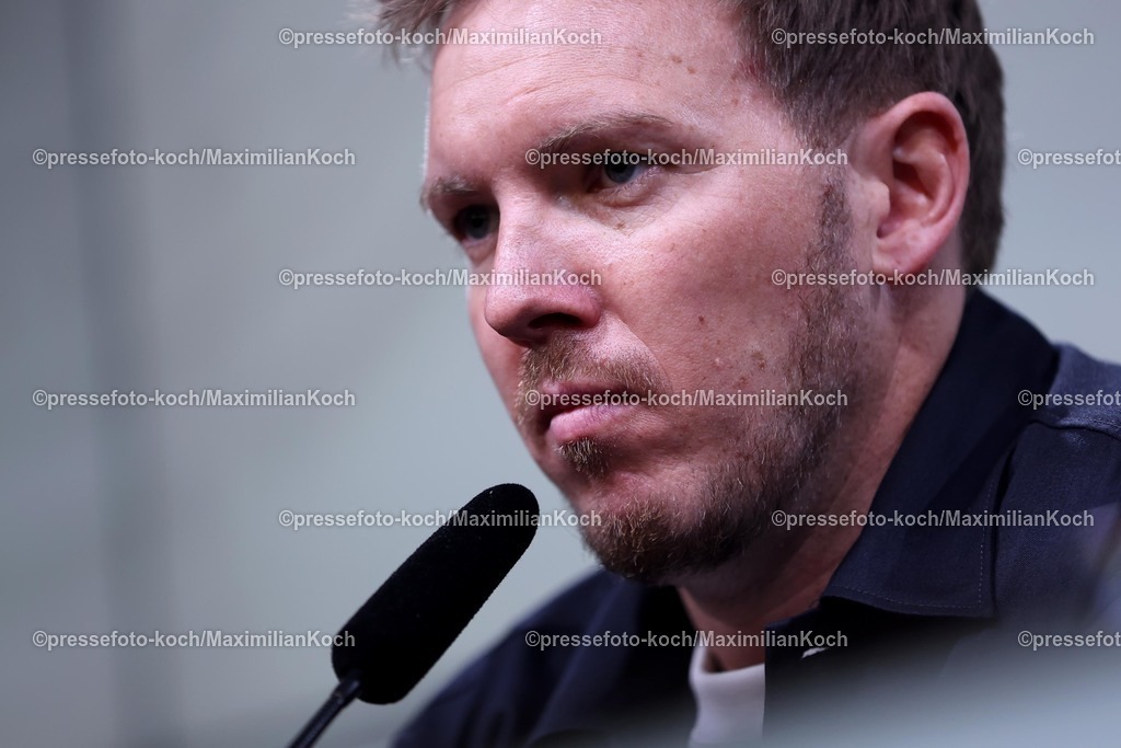 DFB23032501108 | 23.03.2025, Fußball, Viertelfinale UEFA Nations League, Deutschland - Italien, Signal Iduna Park, Saison 2024 2025: Bundestrainer Julian Nagelsmann (GER #hc) bei der Pressekonferenz nach dem SpielDFB regulations prohibit any use of photographs as image sequences and or quasi-video.