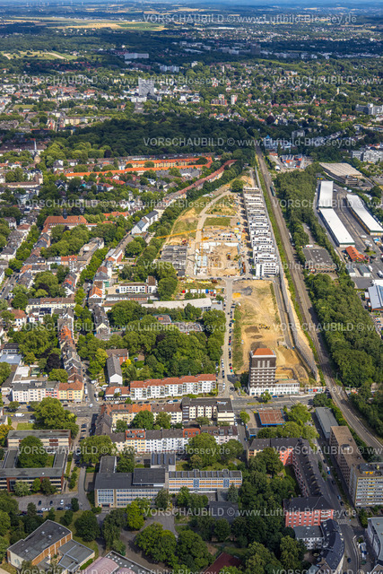 Dortmund230700147 | Luftbild, Baustelle Kronprinzenviertel für Neubau von Wohnungen, Am Wasserturm Südbahnhof, Kaiserbrunnen, Westfalendamm, Dortmund, Ruhrgebiet, Nordrhein-Westfalen, Deutschland