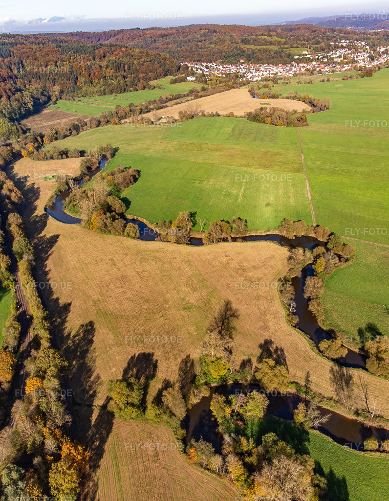 Luftbild: Auen an der Blies im Ortsteil Bierbach in Blieskastel im Bundesland Saarland in Deutschland. Foto: IMG_143978.jpg vom 27.10.2024 durch Werner Riehm/FLY-FOTO.de