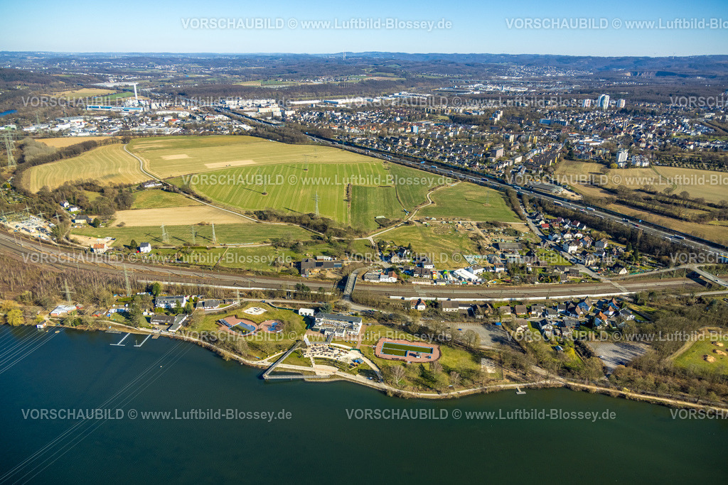 Hagen250302242 | Luftbild, Strandhaus Salitos Beach Hengsteysee Beach Club am Südufer Hengstey, Freibad, Herdecke, Ruhrgebiet, Nordrhein-Westfalen, Deutschland