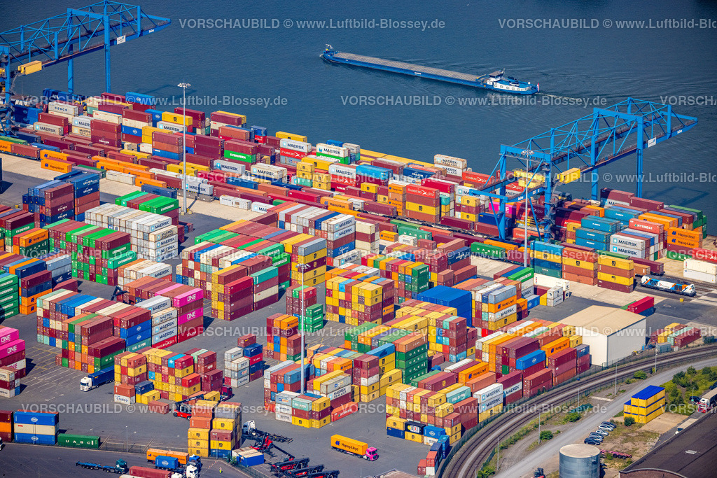 Duisburg220701231 | Luftbild, logport II, Container, Rhein-Ruhr Terminal Gesellschaft, Fluss Rhein, Wanheim-Angerhausen, Duisburg, Ruhrgebiet, Nordrhein-Westfalen, Deutschland