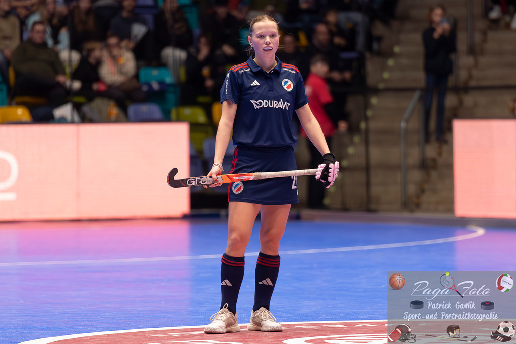 Volvo E.R.B. Final 4 Finale Frauen: Berliner HC - Mannheimer HC, 26.01.2025 | Linda Bens (Mannheimer HC #24), Freisteller, Portrait, Porträt, Berliner HC - Mannheimer HC, Frankfurt, Süwag Arena, 26.1.2025 - Realisiert mit Pictrs.com