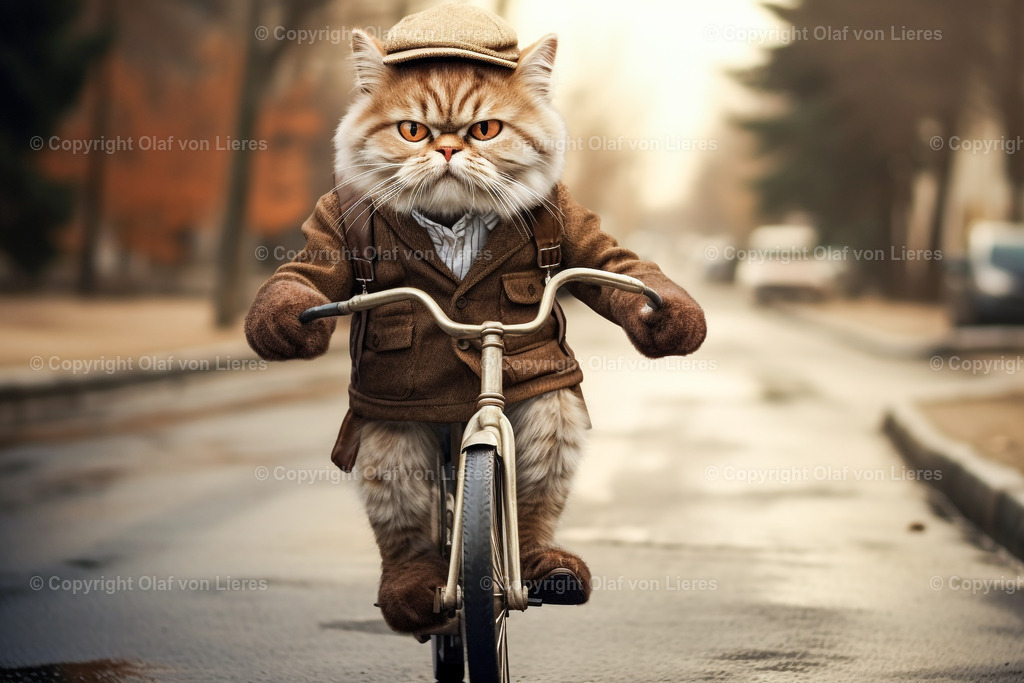 Katze mit Hut | Fahrrad mit Katze