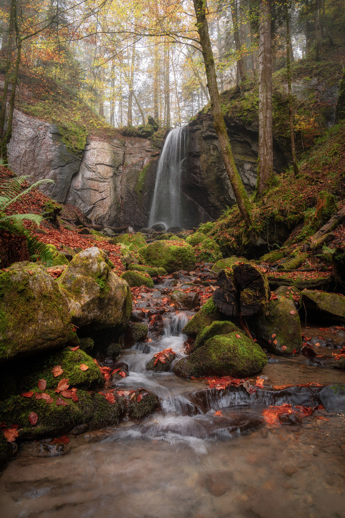 Golden Light in Finstersee | Mein Wasserfall - wunderschön im Herbst - Realisiert mit Pictrs.com
