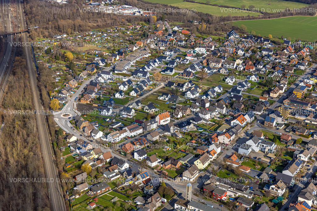 Hamm230215518 | Luftbild, Lohauserholz am Rangierbahnhof Hamm, Kreisverkehr Günterstraße, Stadtbezirk Pelkum, Hamm, Ruhrgebiet, Nordrhein-Westfalen, Deutschland