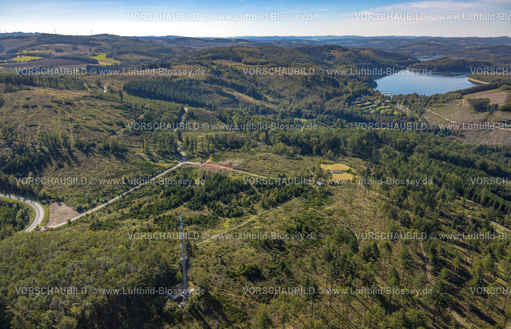 Attendorn230909026 | Luftbild, Waldgebiet mit Waldschäden an der Biggetalsperre, Neu-Listernohl, Attendorn, Sauerland, Nordrhein-Westfalen, Deutschland