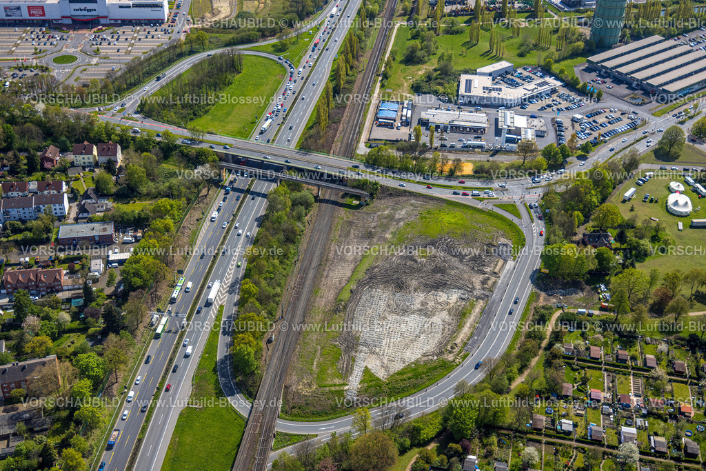 Herne230403367West | Luftbild, Autobahn A43 mit Anschlussstelle Herne-Eickel, Baugelände, Holsterhausen, Herne, Ruhrgebiet, Nordrhein-Westfalen, Deutschland