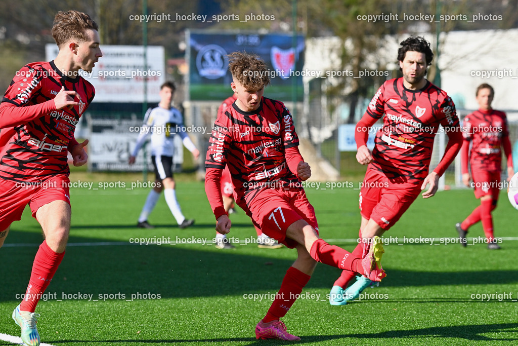 SV Spittal 1921 vs. ATUS Ferlach 24.3.2024 | #47 Jano Maria Candussi ATUS Ferlach,  #77 Stefan Ebner ATUS Ferlach, #22 Stephan Bürgler ATUS Ferlach, SV Spittal 1921 vs. ATUS Ferlach 24.3.2024, SV Spittal 1921 vs. ATUS Ferlach am 24.03.2024 in Spittal an der Drau (Goldeck Stadion), Austria, (Photo by Bernd Stefan)