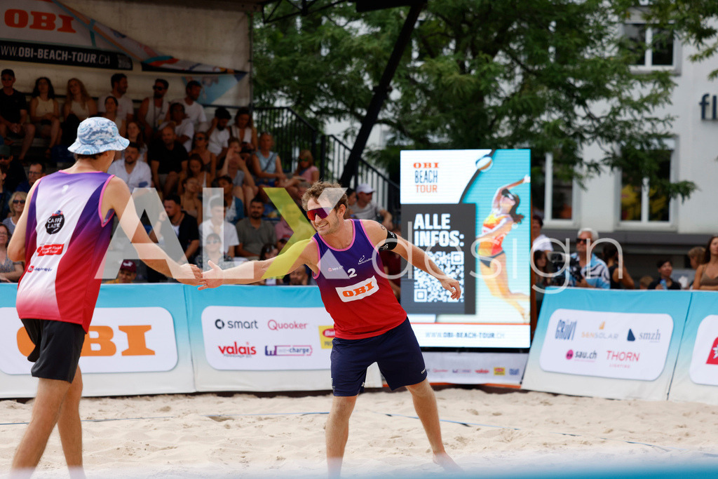 Obi BeachTour 2026 - Basel | BASEL, SWITZERLAND - JULY 18: YVES HAUSSENER (SUI) during the Obi BeachTour 2026 match between NAPIER / PETERSEN (DEN) and HAGENBUCH / HAUSSENER (SUI) at Barfüsserplatz on July 18, 2026 in Basel, Switzerland. - Realisiert mit Pictrs.com