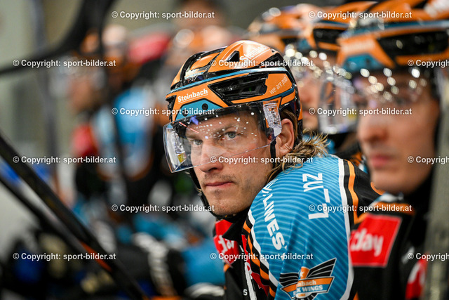 AUT, ICE, Black Wings Linz (AUT) vs Asiago Hockey (ITA) | 01.10.2024, Eishalle Linz, AUT, ICE Eishockey Liga, Black Wings Linz (AUT) vs Asiago Hockey (ITA), im Bild Brian Lebler of Steinbach Black Wings Linz// ICE win2day Hockey League Match between Black Wings Linz (AUT) vs Asiago Hockey (ITA) in Linz, Austria on 2024/10/01