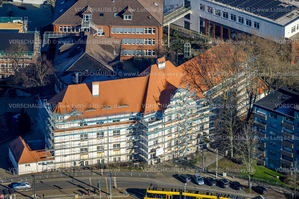 Muelheim230201252 | Luftbild, Willy-Brandt-Schule, Baustelle und Renovierung, Styrum, Mülheim an der Ruhr, Ruhrgebiet, Nordrhein-Westfalen, Deutschland