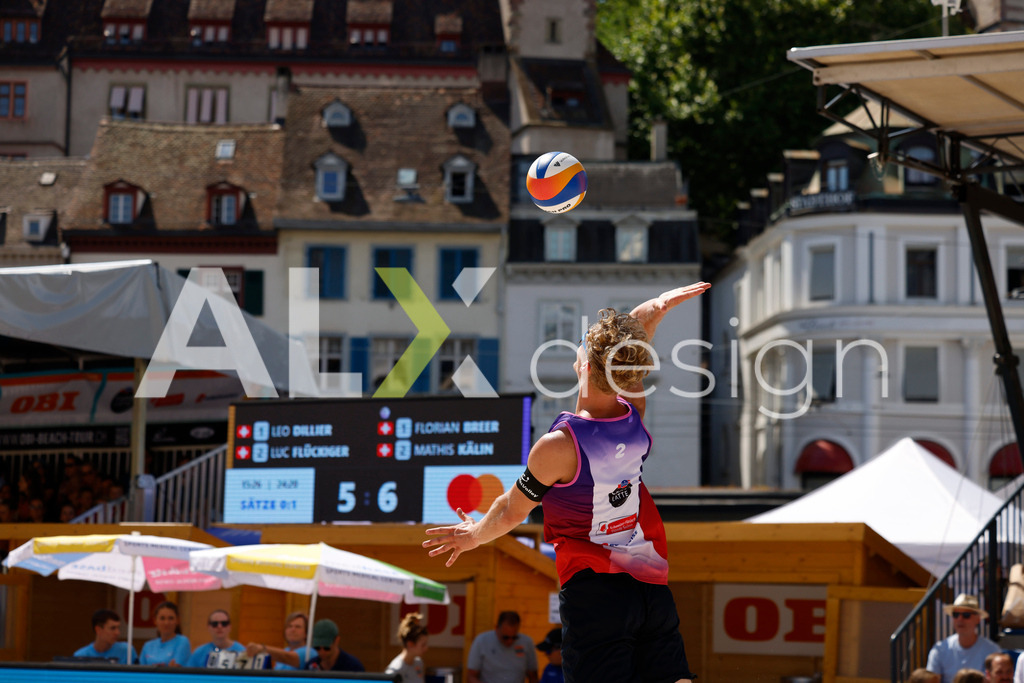 Obi BeachTour 2026 - Basel | BASEL, SWITZERLAND - JULY 18: MATHIS KÄLIN (SUI) during the Obi BeachTour 2026 match between DILLIER / FLÜCKIGER (SUI) and BREER / KÄLIN (SUI) at Barfüsserplatz on July 18, 2026 in Basel, Switzerland. - Realisiert mit Pictrs.com