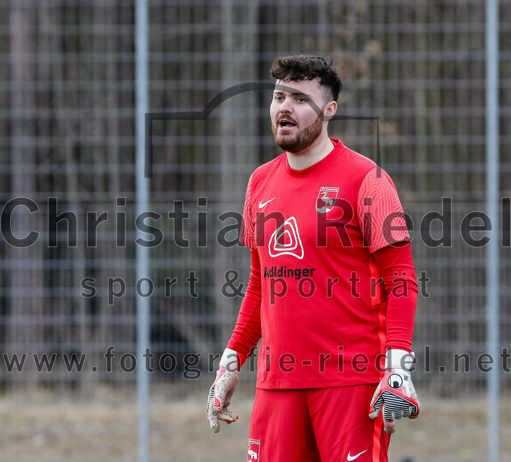 2024-02-17_012_FC_Schwaig_gegen_SV_Kranzberg | Marzling, Deutschland, 17.02.2024:
Fußball, Landesliga Südost 2023 / 2024, Testspiel, FC Schwaig gegen SV Kranzberg, Endergebnis: 4:1

Torwart Fabian Köppl (SV Kranzberg, #21)

Foto: Christian Riedel / fotografie-riedel.net