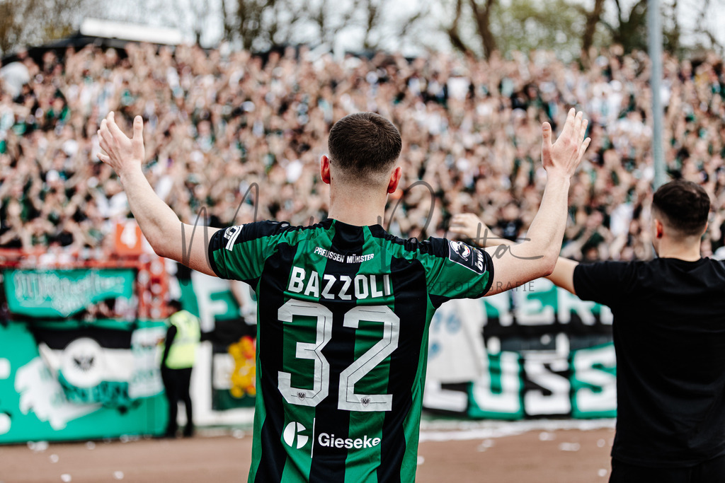 3. Liga, Saison 2023/24, 32. Spieltag: SC Preußen Münster - Jahn Regensburg | Münster, 06.04.2024: 3. Liga, 32. Spieltag, SC Preußen Münster gegen Jahn Regensburg im LVM-Preußenstadion in Münster. Foto: sportfotografie.ms | Markus Paletta - Realisiert mit Pictrs.com