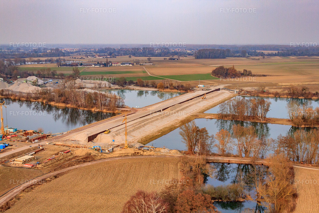 Luftbild: Poldebrücke über den Althrein bei Neupotz in Neupotz im Bundesland Rheinland-Pfalz in Deutschland. Foto: IMG_48841.jpg vom 03.03.2012 durch Werner Riehm/FLY-FOTO.de