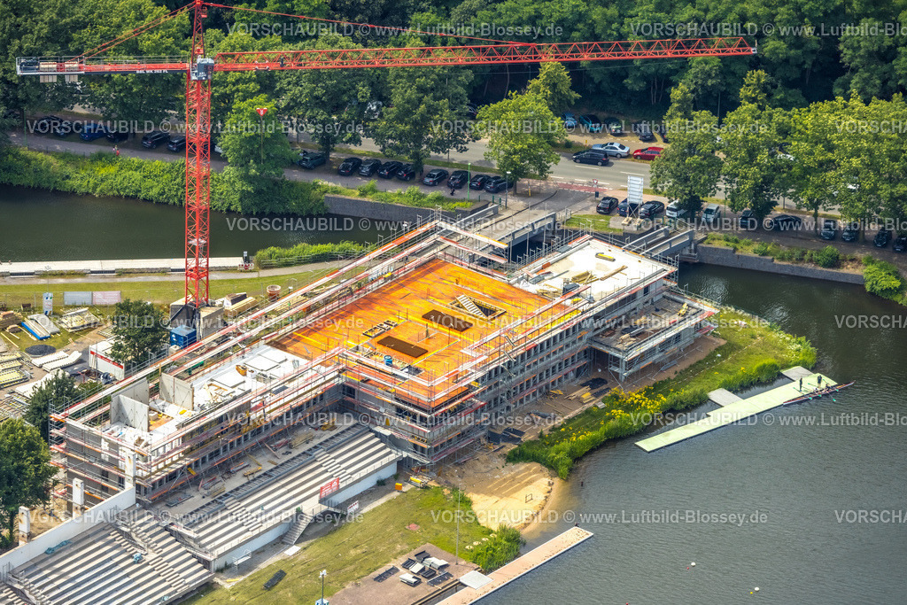 Duisburg240703834-Sued | Luftbild, Duisburg-Süd, Baustelle mit Neubau Tribüne an der Regattabahn, Neudorf, Duisburg, Ruhrgebiet, Nordrhein-Westfalen, Deutschland