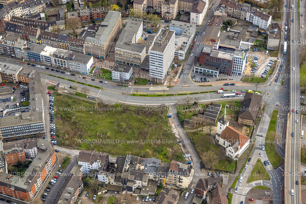 Duisburg230301744 | Luftbild, Brachfläche Steinsche Gasse und Beekstraße, evang. Marienkirche Innenstadt, Altstadt, Duisburg, Ruhrgebiet, Nordrhein-Westfalen, Deutschland