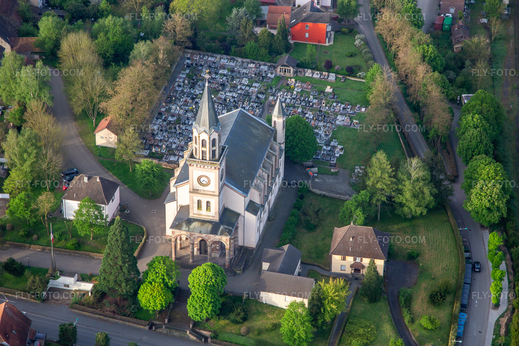 Aerial view: View of the town in Herbitzheim in the state Bas-Rhin, France.Photo: IMG_140548.jpg taken on 05/01/2024 by Werner Riehm/FLY-FOTO.comResolution of the original: 5472 x 3648 px