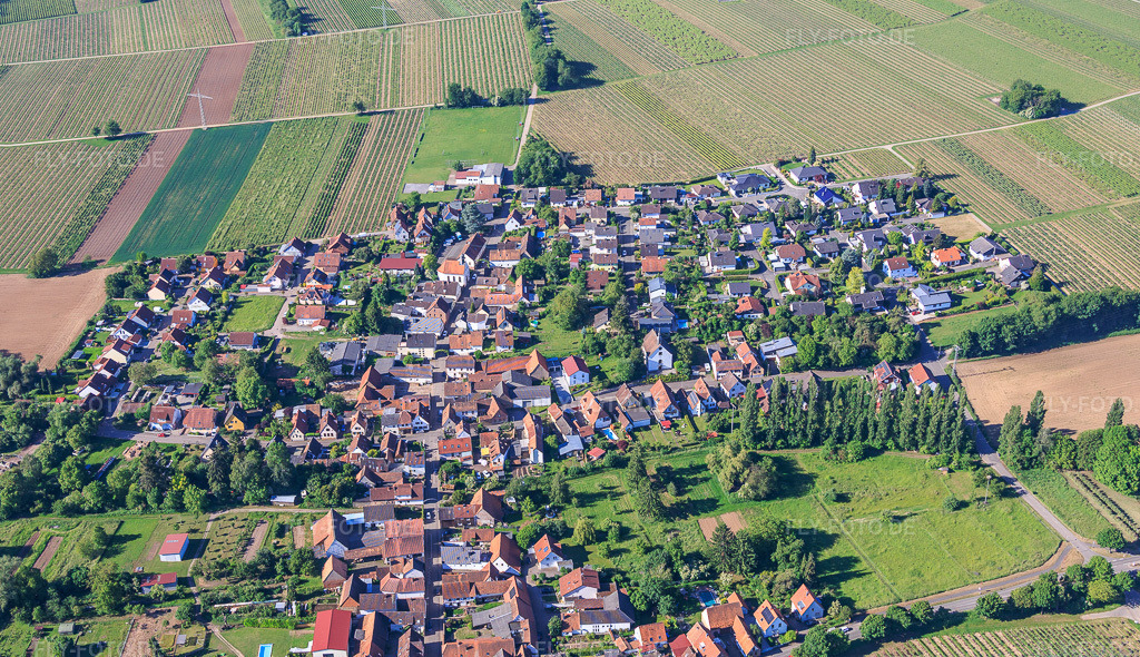 Luftbild: Ortsansicht aus Norden in Knöringen im Bundesland Rheinland-Pfalz in Deutschland.Foto: IMG_156753.jpg vom 23.05.2026 durch Werner Riehm/FLY-FOTO.deAuflösung des Originals: 5493 x 3164 px