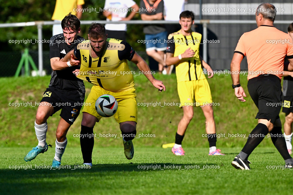 SV Arnoldstein vs. URC Thal Assling | #17 Maximilian Ortner Thal Assling, #16 Luka Tolic SV Arnoldstein, SV Arnoldstein vs. URC Thal Assling, SV Arnoldstein vs. URC Thal Assling am 09.08.2025 in Arnoldstein (Waldparkstadion Arnoldstein), Austria, (Photo by Bernd Stefan)
