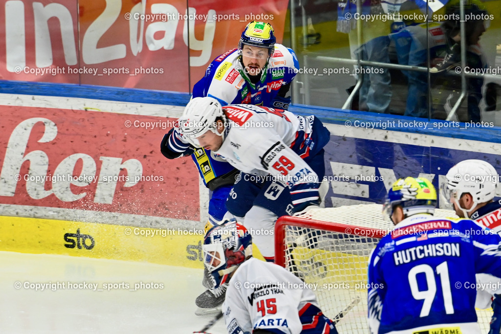 EC IDM Wärmepumpen VSV vs. Hydro Fehervar AV 19 | #59 Joel Messner Hydro Fehervar, #2 Dylan MacPherson EC VSV, #45 Rasmus Reijola Hydro Fehervar, EC IDM Wärmepumpen VSV vs. Hydro Fehervar AV 19, EC IDM Wärmepumpen VSV vs. Hydro Fehervar AV 19  am 17.01.2026 in Villach (Stadthalle Villach), Austria, (Photo by Bernd Stefan)