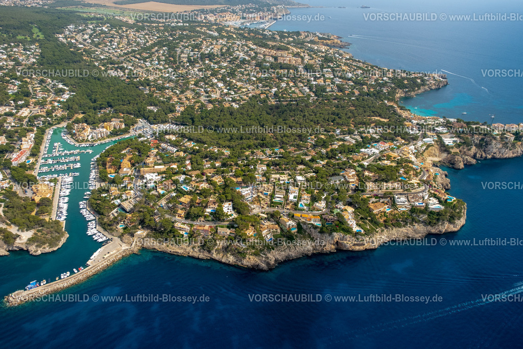 Mallorca230600412N | Luftbild, Yachthafen von Santa PonÃƒÆ’Ã‚Â§a, Puerto de Santa PonÃƒÆ’Ã‚Â§a mit Creu de Santa PonÃƒÆ’Ã‚Â§a, Ortsansicht, Santa Ponsa, Calvia, Balearen, Mallorca, Balearische Inseln, Spanien