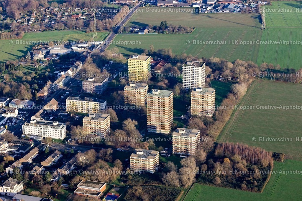 Luftbilder Mönchengladbach-7747 | Luftbildfotografie Hochhaus- Ensemble " Römerbrunnen " an der Straße Römerbrunnen in Mönchengladbach im Bundesland Nordrhein-Westfalen, Deutschland - Realisiert mit Pictrs.com