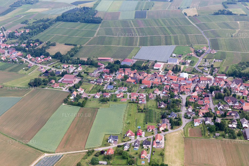 Vue aérienne: Vue de la ville à Steinseltz dans le département Bas Rhin, France. Photo: IMG_100738.jpg prise le 05/06/2017 par Werner Riehm/FLY-FOTO.eu – Résolution de l'original: 5472 x 3648 px