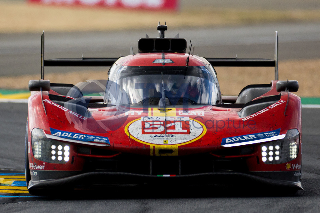 Trainproduction-20230611-0119 | LE MANS,FRANCE,11.Jun.23 - MOTORSPORTS - WEC, FIA World Endurance Championships, 24 Hours of Le Mans, Circuit de la Sarthe, race. Image shows Alessandro Pier Guidi (ITA), James Calado (GBR) and Antonio Giovinazzi (ITA/Ferrari AF Corse).  Photo: Trainproduction / Matthias Trinkl