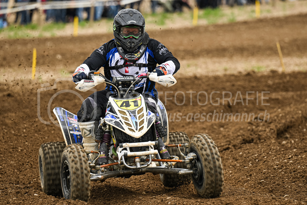 Motocross Schlatt bei Winterthur - 30. April 2023 | #41 Betschart Blacky aus Embrach (CH) auf W Tec in der Kategorie Quad am Motocross Schlatt bei Winterthur, 30. April 2023. 
Instagram: @mx_schlatt | @mc_wila | @sam_schweiz
Bild: Sportfotografie Markus Aeschimann | www.markus-aeschimann.ch - Realisiert mit Pictrs.com