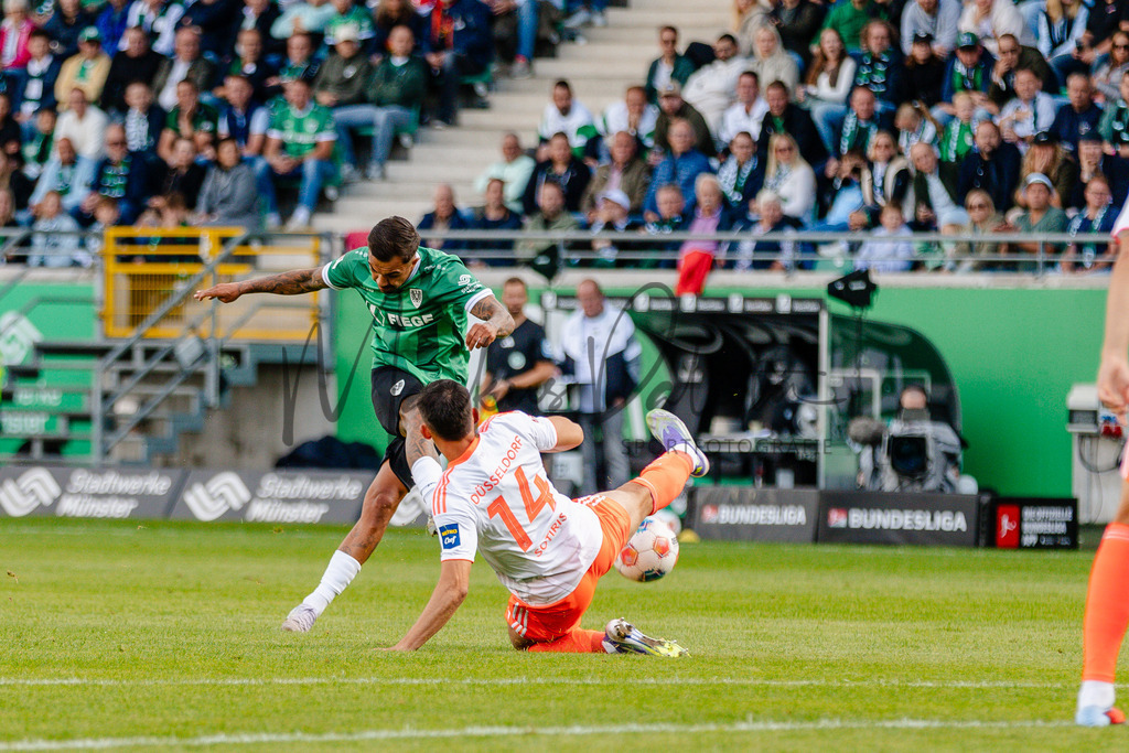 2. Bundesliga, Saison 2025/26, 5. Spieltag : SC Preußen Münster - Fortuna Düsseldorf | Münster, 14.09.2025: 2. Bundesliga, 5. Spieltag, SC Preußen Münster gegen Fortuna Düsseldorf im LVM-Preußenstadion in Münster. Foto: sportfotografie.ms | Markus Paletta - Realisiert mit Pictrs.com