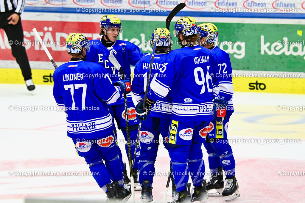 EC IDM Wärmepumpen VSV vs. HDD Jesenice | Jubel EC VSV Mannschaft, EC IDM Wärmepumpen VSV vs. HDD Jesenice, EC IDM Wärmepumpen VSV vs. HDD Jesenice am 08.09.2024 in Villach (Stadthalle Villach), Austria, (Photo by Bernd Stefan)