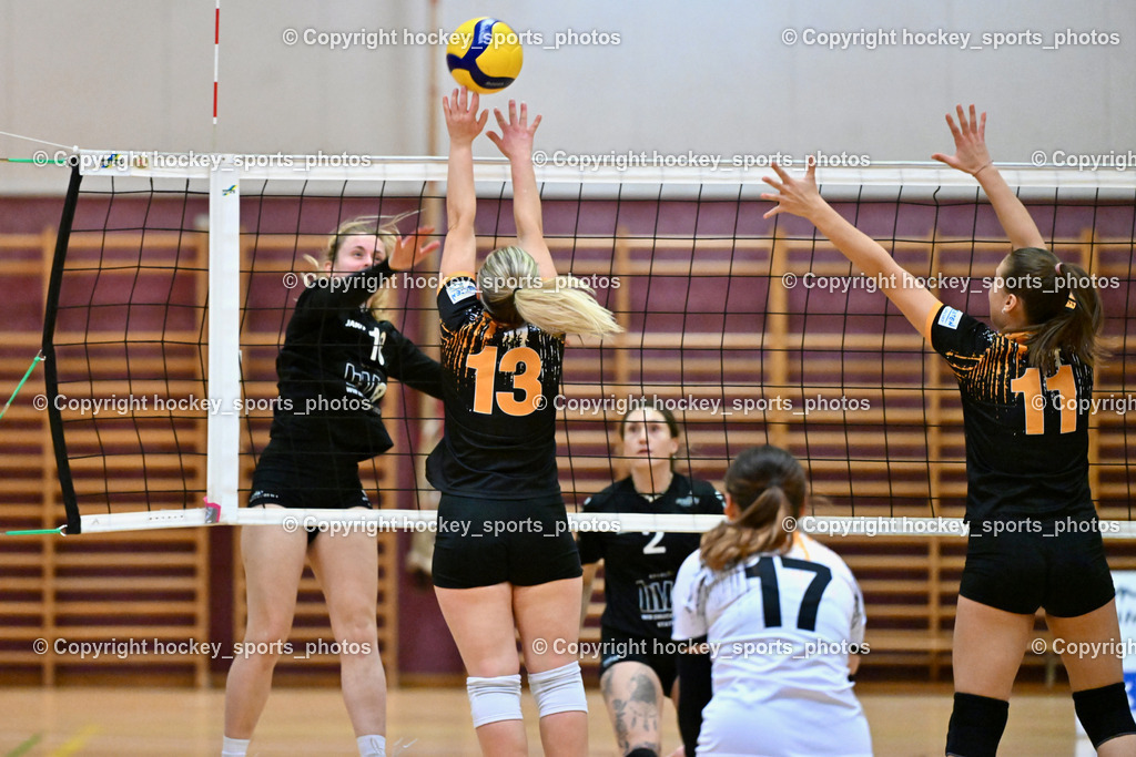 ASKÖ Volley Eagles Villach vs. VC Hausmannstätten | #13 BEBEKAJLO Vanessa ASKÖ Volley Eagles Villach, #11 Ilvie HOFER ASKÖ Volley Eagles Villach, #17 PIRKER Sophie ASKÖ Volley Eagles Villach, #10 MAROLD-ORTNER Nicole VC Hausmannstätten, ASKÖ Volley Eagles Villach vs. VC Hausmannstätten, ASKÖ Volley Eagles Villach vs. VC Hausmannstätten am 01.02.2025 in Villach (Ballspielhalle Lind), Austria, (Photo by Bernd Stefan)