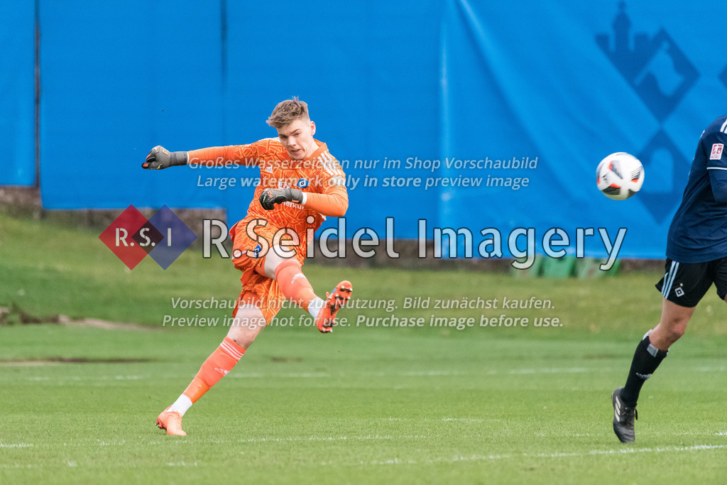 Fußball, Saison 2022/23, Freundschaftsspiel, Hamburger SV II (U21) - Eimsbütteler TV, Trainingsplatz am Volksparkstadion (Hamburg), 28.03.2023 | Leo Oppermann (#1, HSV II, Torwart)
