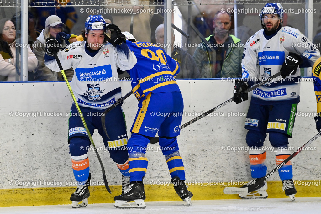 1. EHC Althofen vs. ESC Sparkasse Steindorf  | #95 Gelfanov Ruslan ESC Steindorf, #90 Edlinger Patrick EHC Althofen, #79 Petrik Benjamin ESC Steindorf, 1. EHC Althofen vs. ESC Sparkasse Steindorf , 1. EHC Althofen vs. ESC Sparkasse Steindorf  am 08.03.2026 in Althofen (Stadthalle Althofen), Austria, (Photo by Bernd Stefan)